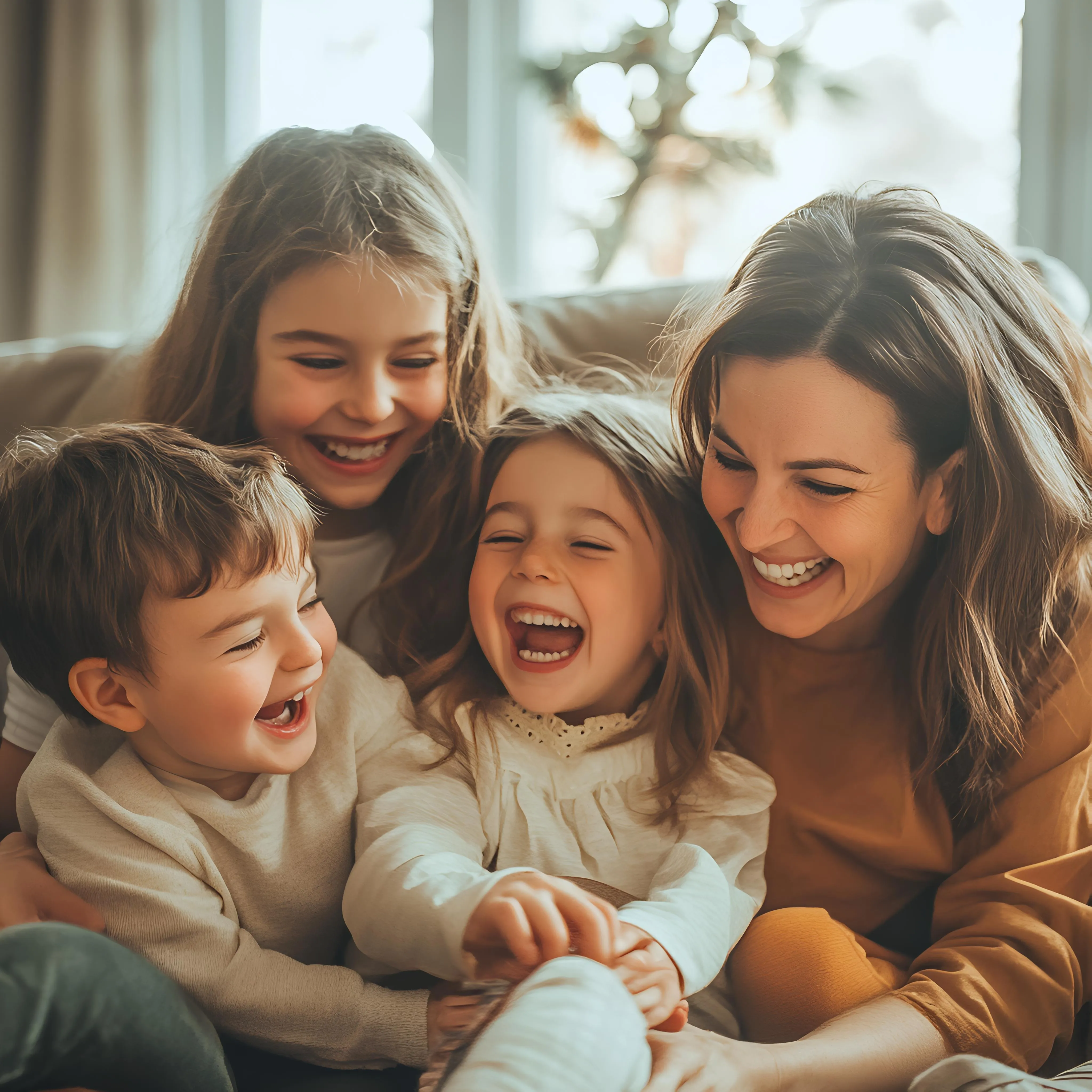 Mother with smiling children at All Smiles Dental Care
