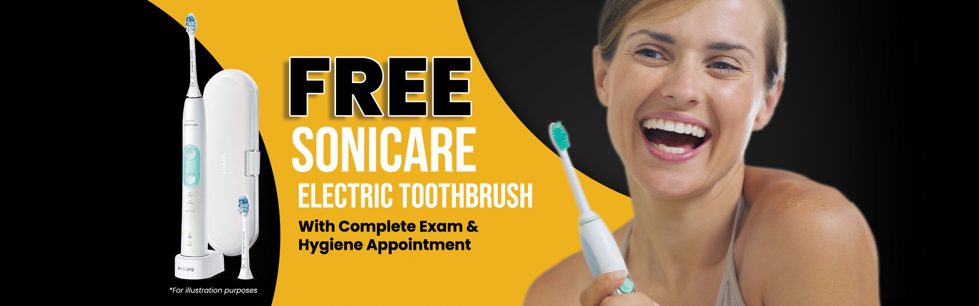 All Smiles Dental Care offering Free Sonicare Electric Toothbrush with complete exam and hygiene appointment